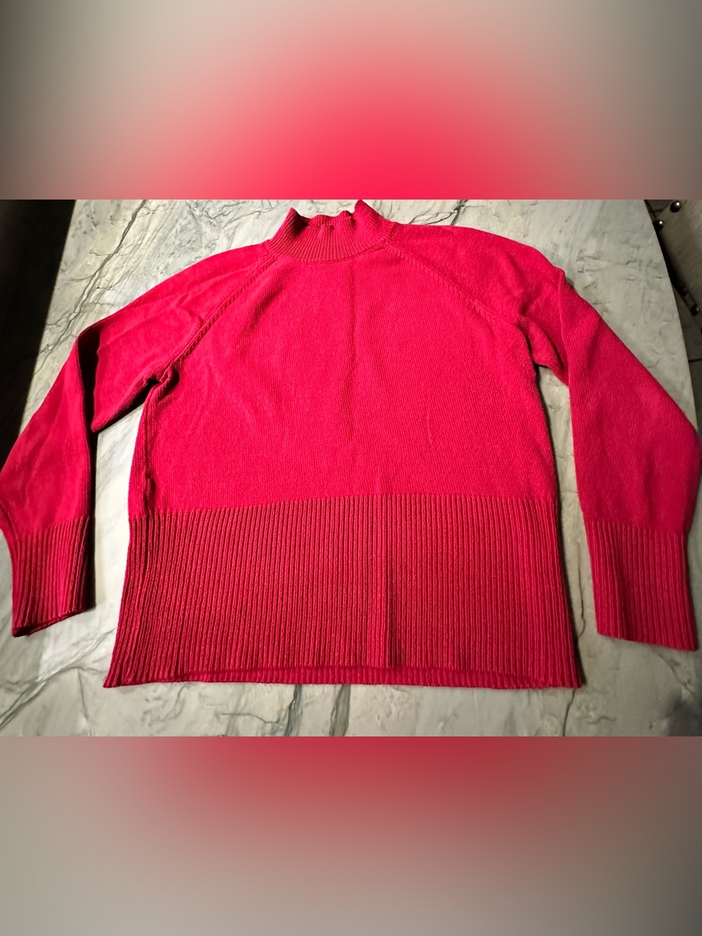LOFT Fuchsia Colored  Ribbed Mock Neck Sweater